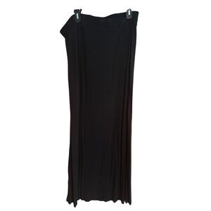 ANA A NEW APPROACH Black Maxi Skirt Size‎ L Side Slit Flowy Rayon Spandex